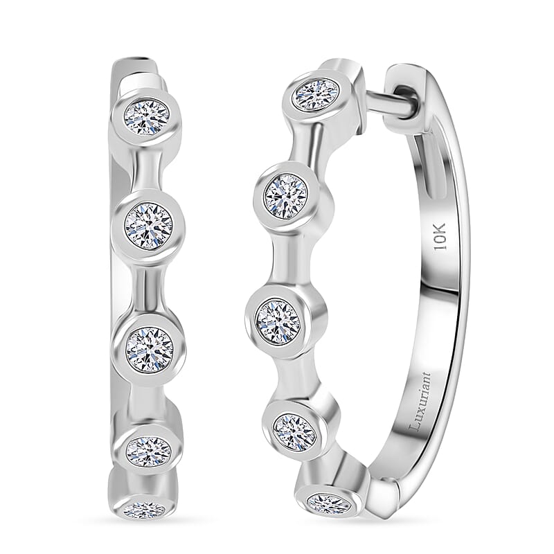 Luxuriant Lab Grown Diamond E-F VS 0.33 ctw Hoop Earrings in 10K White Gold