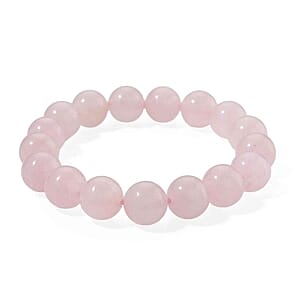 Rose Quartz beads 200.00 ctw Bracelet in Silvertone (7.00-7.50 In)