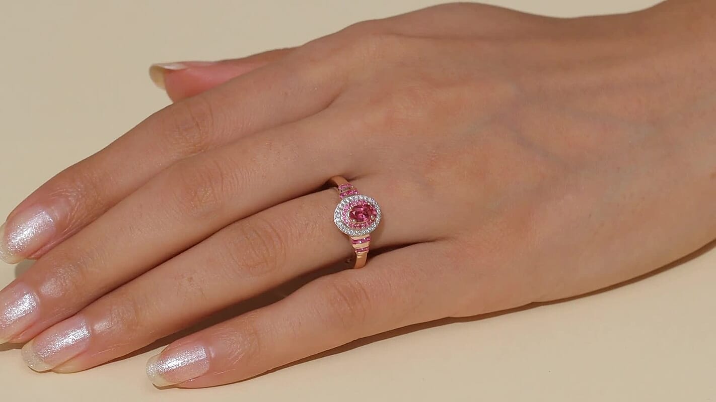 D’joy Premium Mahenge Spinel, Multi Gemstone Ring in 18K Vermeil RG Over Sterling Silver (Size 6.0) 0.90 ctw