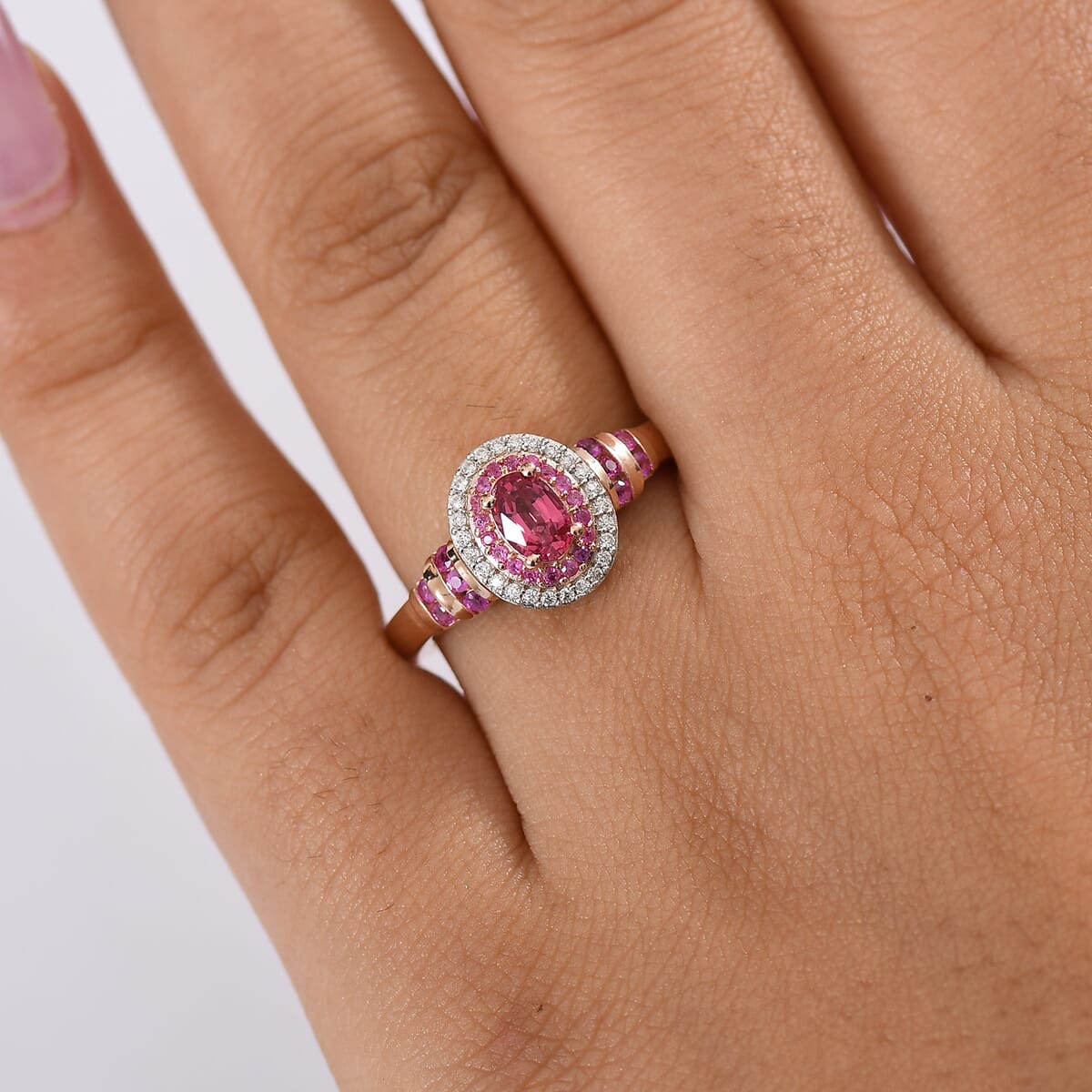 D’joy Premium Mahenge Spinel and Multi Gemstone 0.90 ctw Ring in 18K Vermeil Rose Gold Over Sterling Silver (Size 6.0) image number 2
