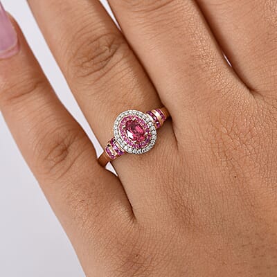 D'Joy Premium Mahenge Spinel and Multi Gemstone 0.90 ctw Royal Rosaria Ring in 18K Vermeil Rose Gold Over Sterling Silver (Size 6.0)