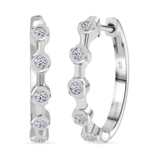 Luxuriant Lab Grown Diamond E-F VS 0.32 ctw Hoop Earrings in Rhodium Over Sterling Silver