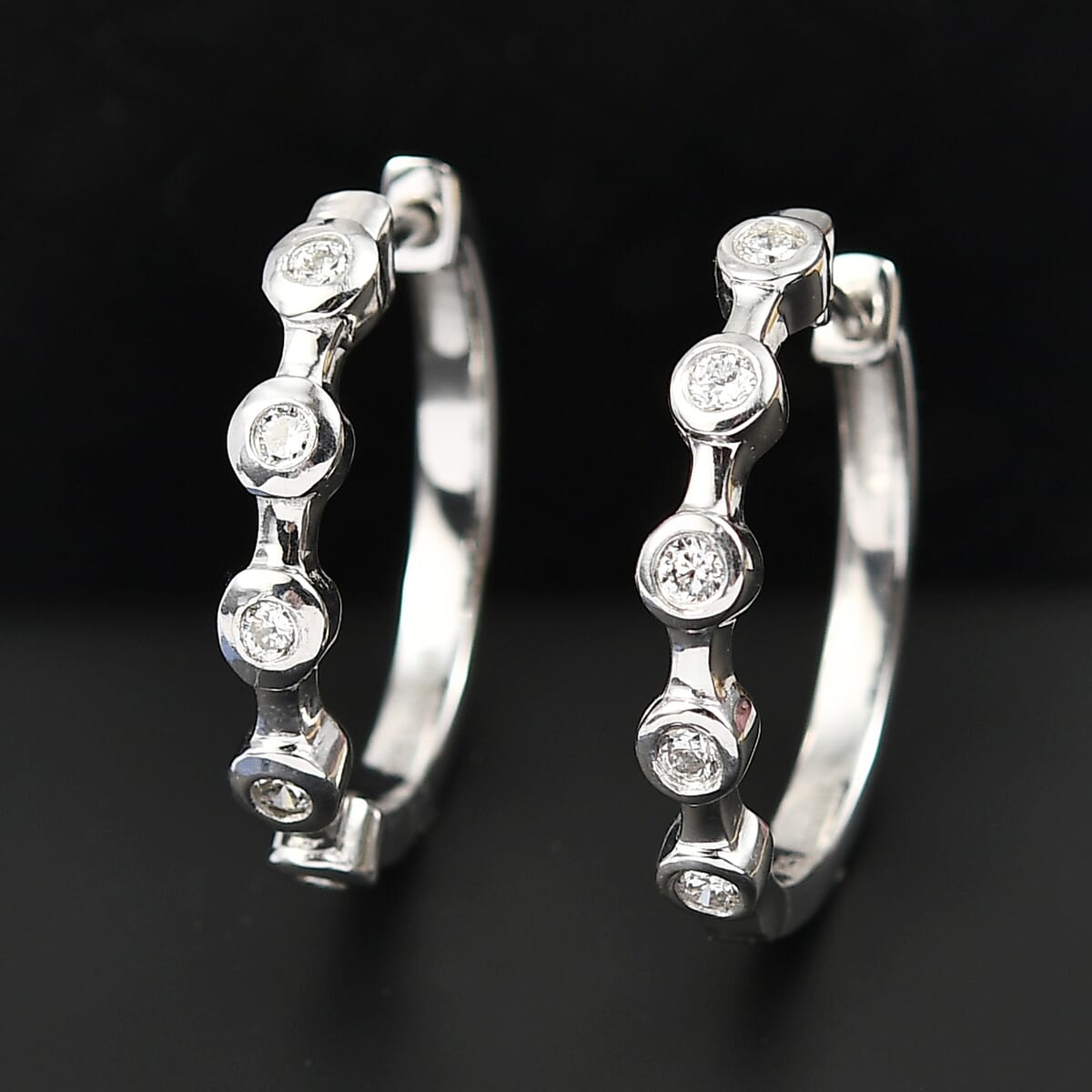 Luxuriant Lab Grown Diamond E-F VS 0.32 ctw Hoop Earrings in Rhodium Over Sterling Silver image number 1