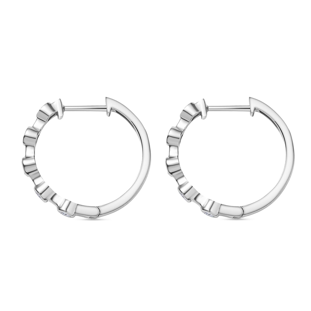 Luxuriant Lab Grown Diamond E-F VS 0.32 ctw Hoop Earrings in Rhodium Over Sterling Silver image number 3