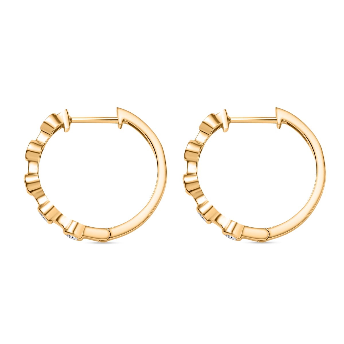 Luxuriant Lab Grown Diamond E-F VS 0.32 ctw Hoop Earrings in 18K Vermeil Yellow Gold Over Sterling Silver image number 3