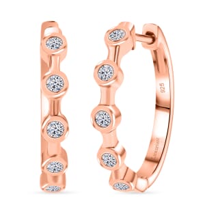 Luxuriant Lab Grown Diamond E-F VS 0.32 ctw Hoop Earrings in 18K Vermeil Rose Gold Over Sterling Silver