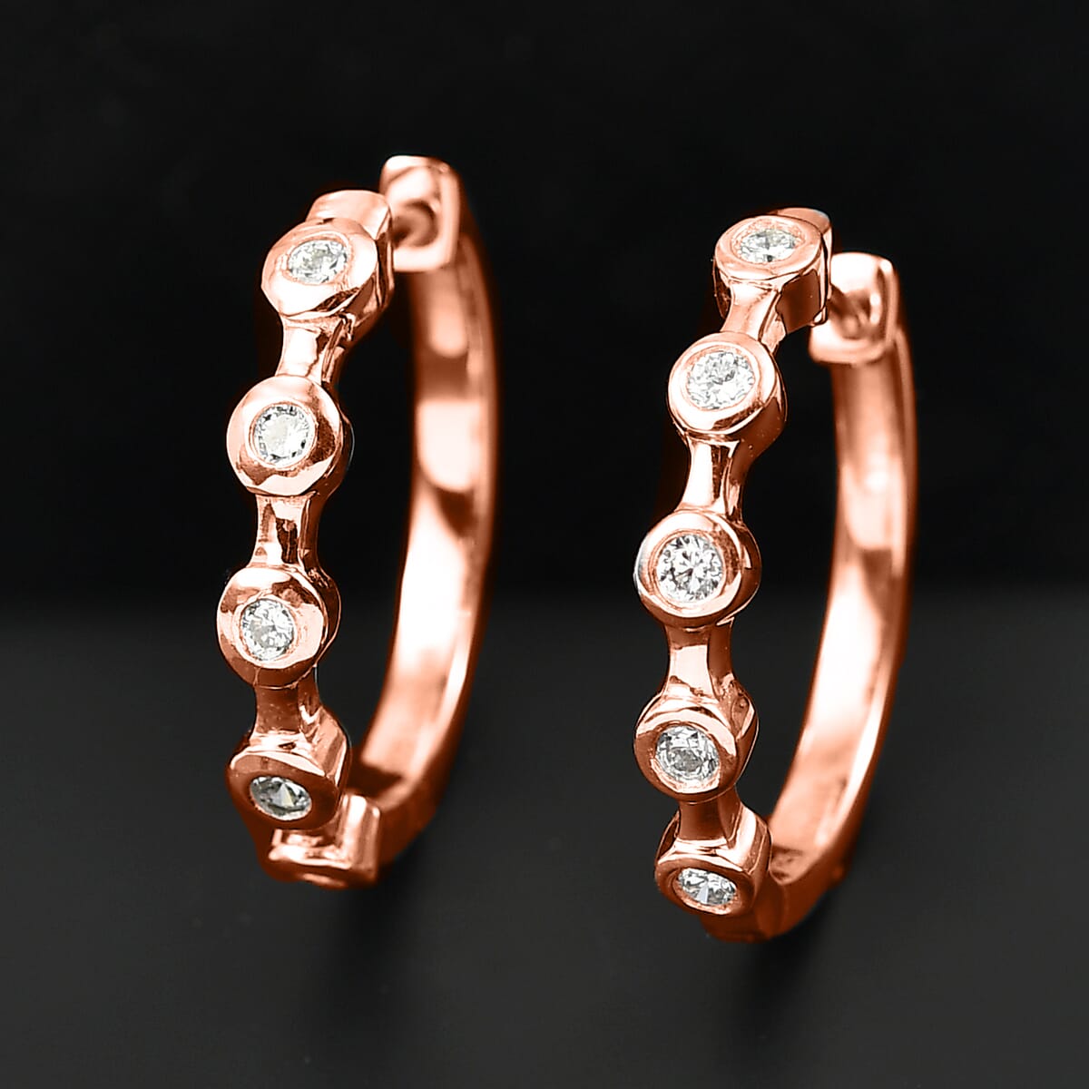Luxuriant Lab Grown Diamond E-F VS 0.32 ctw Hoop Earrings in 18K Vermeil Rose Gold Over Sterling Silver image number 1