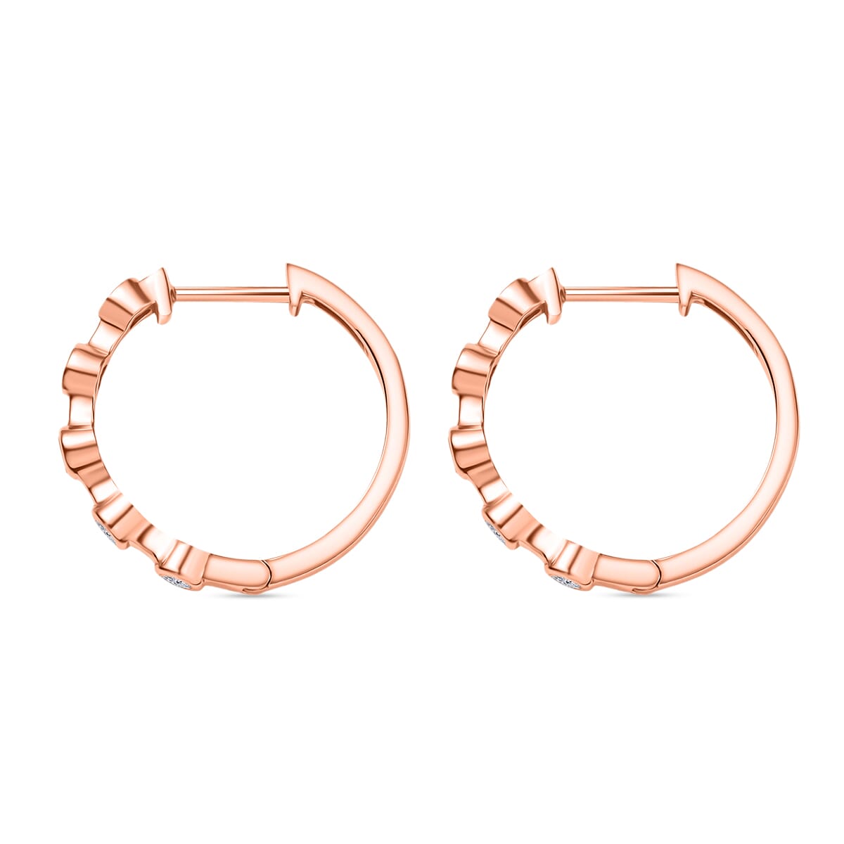 Luxuriant Lab Grown Diamond E-F VS 0.32 ctw Hoop Earrings in 18K Vermeil Rose Gold Over Sterling Silver image number 3