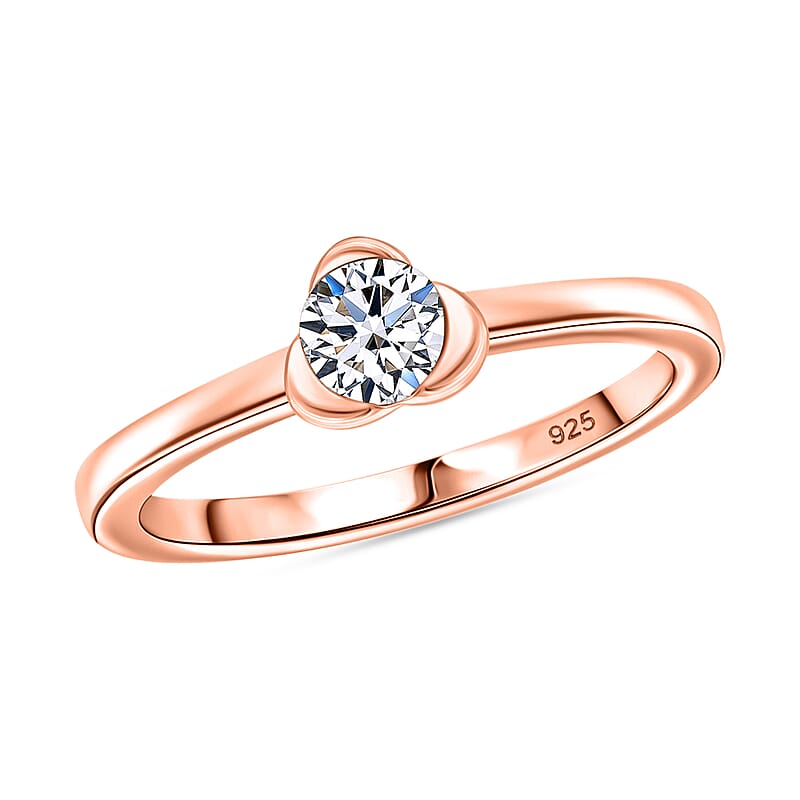 Luxuriant Lab Grown Diamond E-F VS 0.25 ctw Solitaire Ring in 18K Vermeil Rose Gold Sterling Silver (Size 10.0)