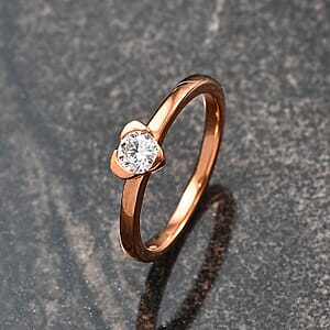 Luxuriant Lab Grown Diamond E-F VS 0.25 ctw Solitaire Ring in 18K Vermeil Rose Gold Sterling Silver (Size 10.0) (Del. in 10-12 Days)