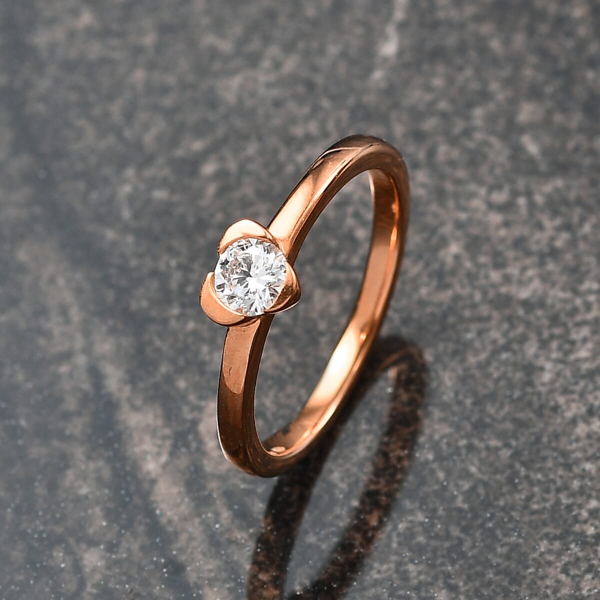 Luxuriant Lab Grown Diamond E-F VS 0.25 ctw Solitaire Ring in 18K Vermeil Yellow Gold Sterling Silver (Size 4.5) image number 1