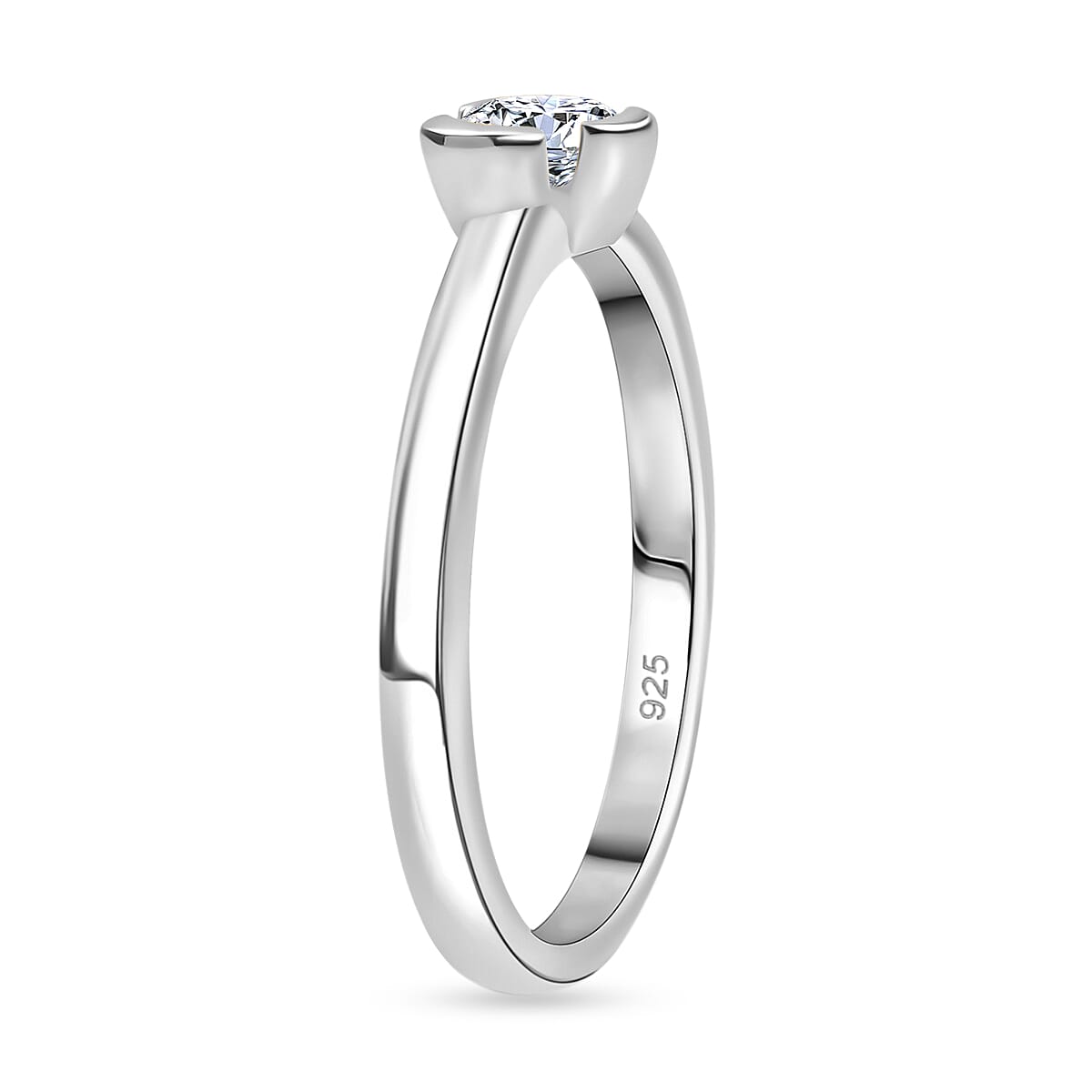 Luxuriant Lab Grown Diamond E-F VS 0.25 ctw Solitaire Ring in Rhodium Over Sterling Silver (Size 7.5) (Del. in 10-12 Days) image number 3
