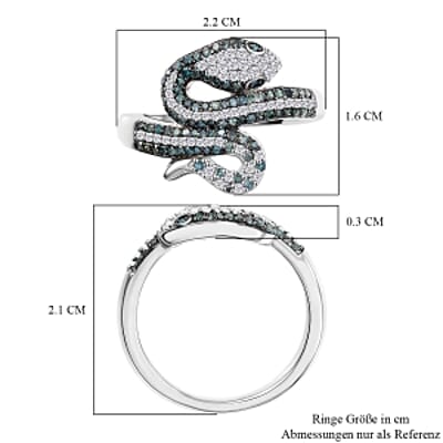 GP White Diamond and Kanchanaburi Blue Sapphire 0.56 ctw Ring in Rhodium Over Sterling Silver (Size 8.0)