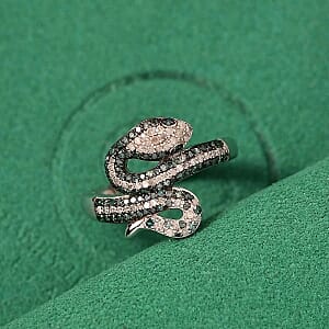 GP White Diamond and Kanchanaburi Blue Sapphire 0.56 ctw Ring in Rhodium Over Sterling Silver (Size 9.0)