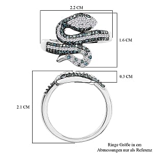 GP White Diamond and Kanchanaburi Blue Sapphire 0.56 ctw Ring in Rhodium Over Sterling Silver (Size 9.0)