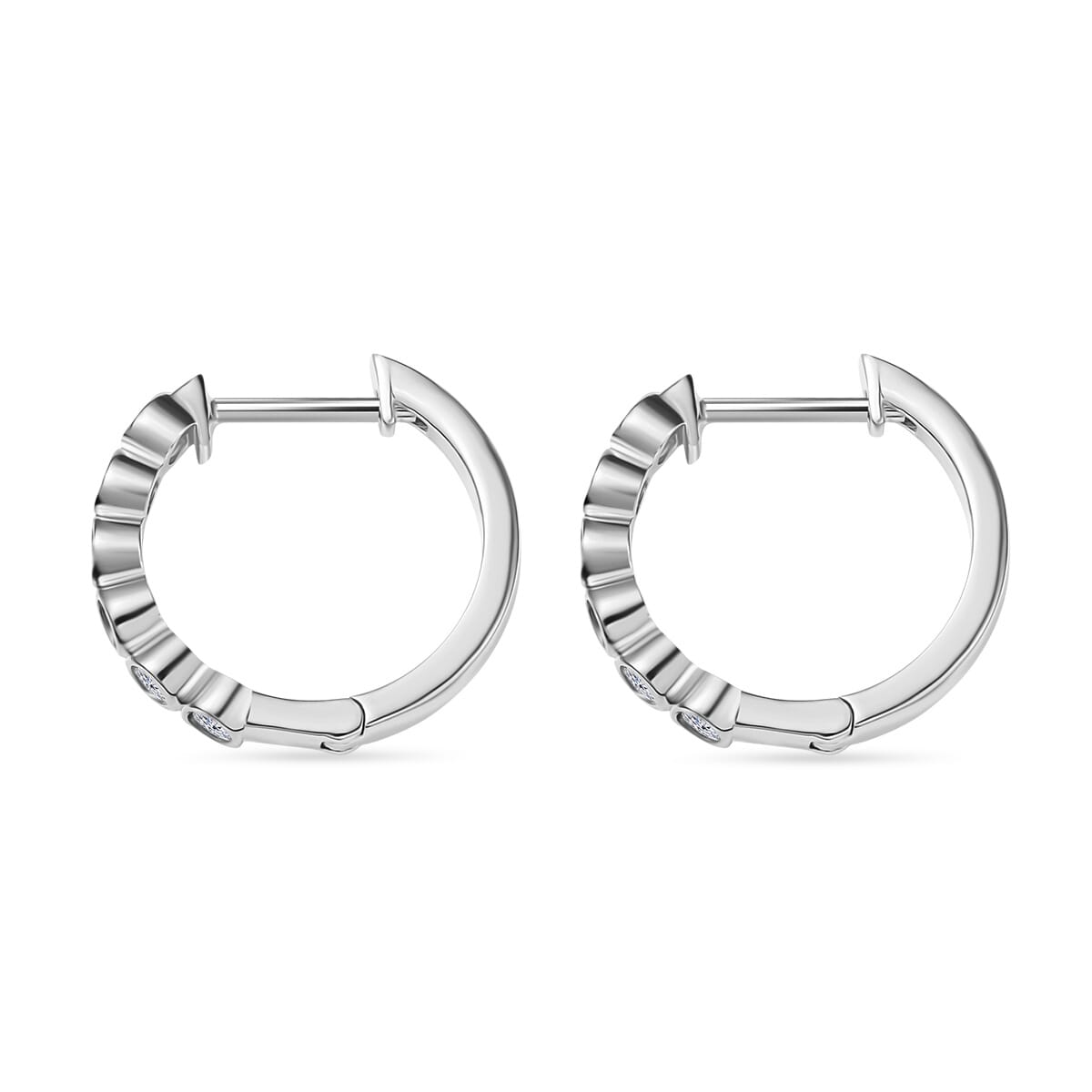 Luxuriant Lab Grown Diamond E-F VS 0.50 ctw Hoop Earrings in Rhodium Over Sterling Silver image number 3