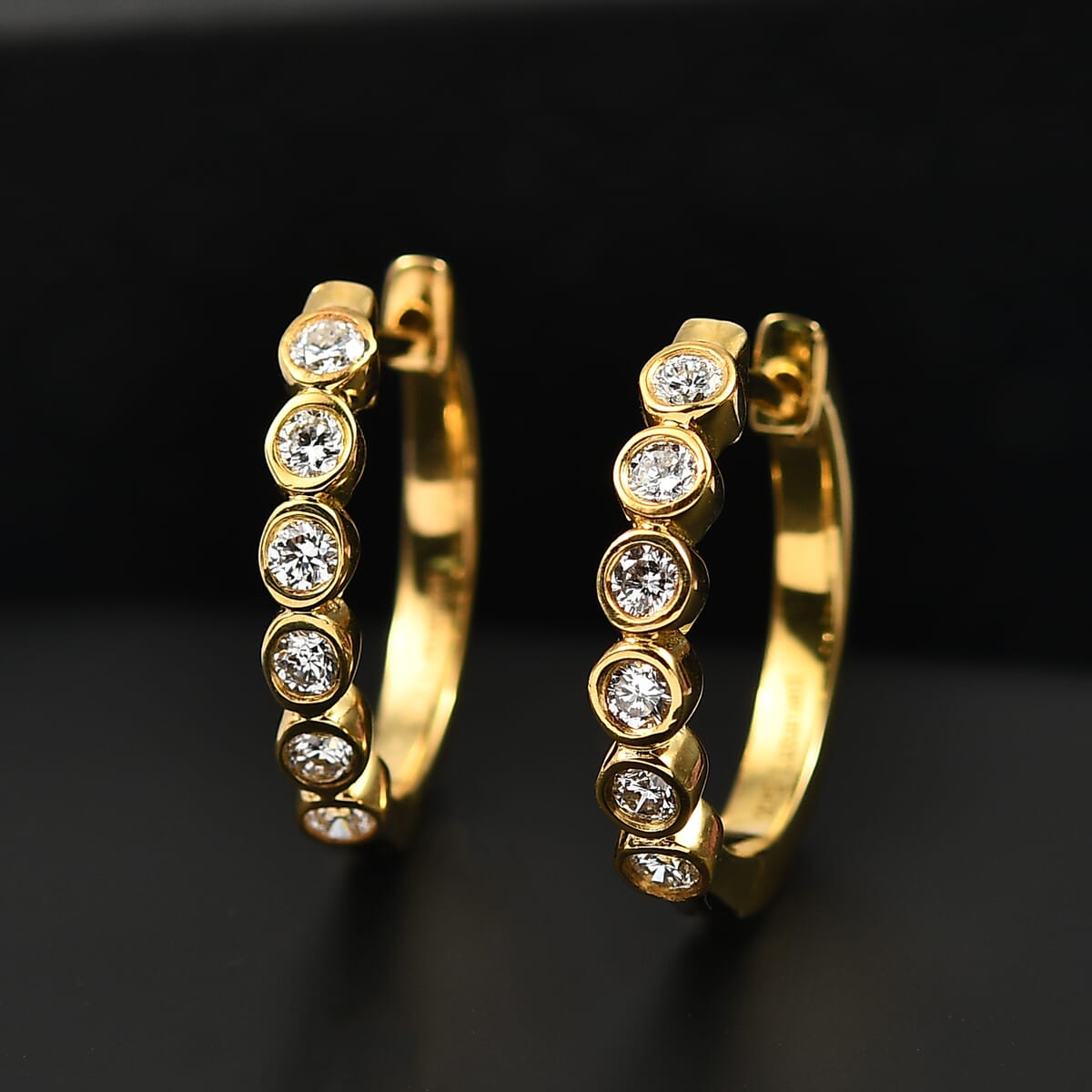 Luxuriant Lab Grown Diamond E-F VS 0.50 ctw Hoop Earrings in 18K Vermeil Rose Gold Over Sterling Silver image number 1