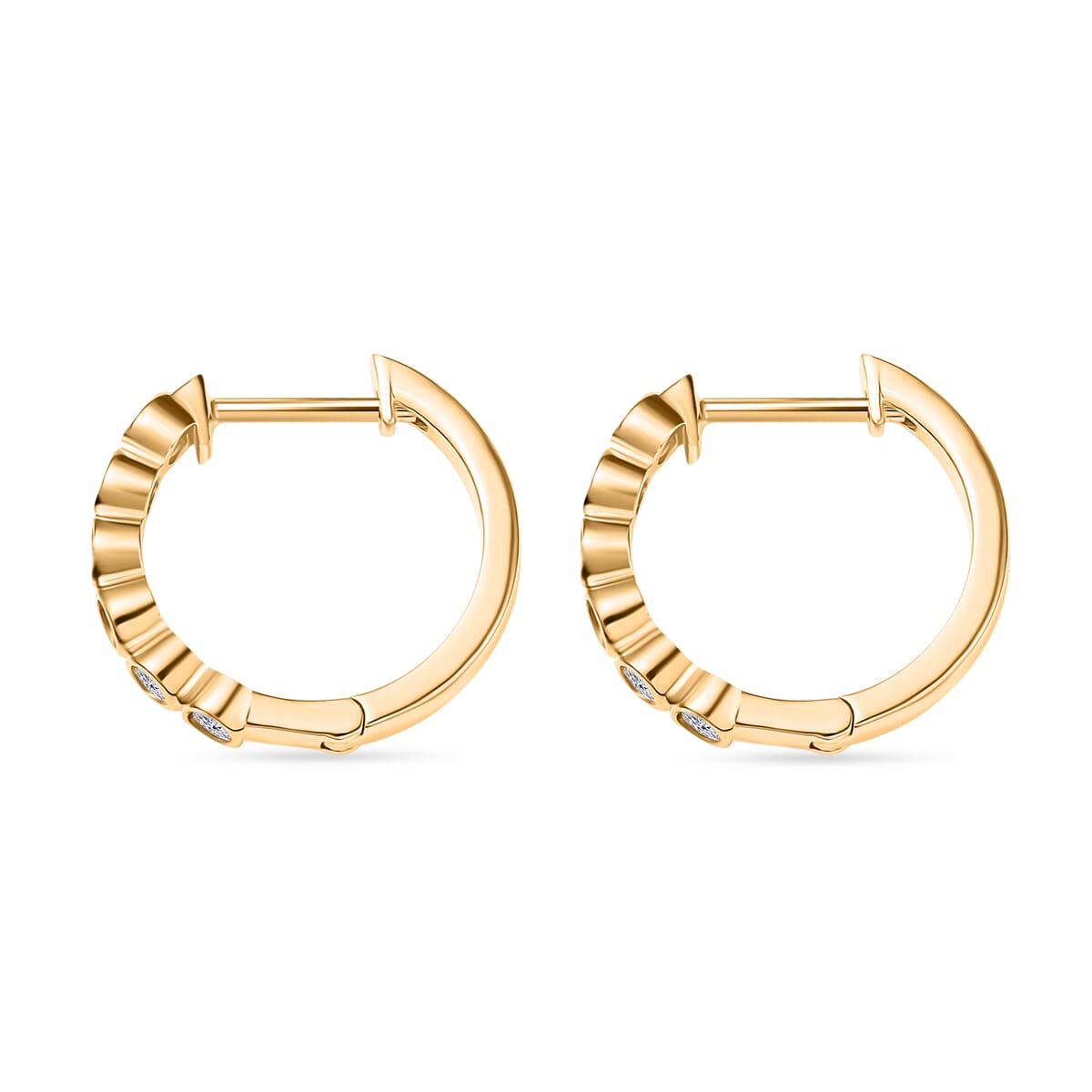 Luxuriant Lab Grown Diamond E-F VS 0.50 ctw Hoop Earrings in 18K Vermeil Rose Gold Over Sterling Silver image number 3