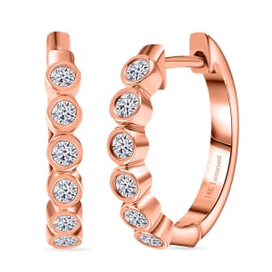Luxuriant Lab Grown Diamond E-F VS 0.50 ctw Hoop Earrings in 18K Vermeil Rose Gold Over Sterling Silver