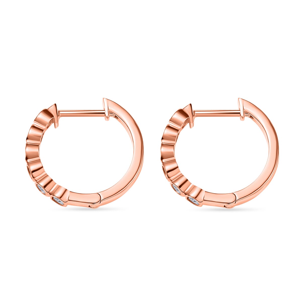 Luxuriant Lab Grown Diamond E-F VS 0.50 ctw Hoop Earrings in 18K Vermeil Rose Gold Over Sterling Silver image number 3