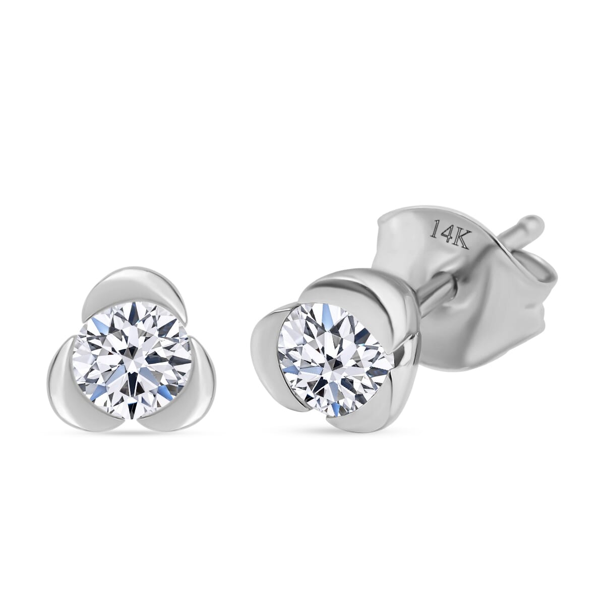 Luxuriant Lab Grown Diamond E-F VS 0.50 ctw Solitaire Stud Earrings in 14K White Gold image number 0