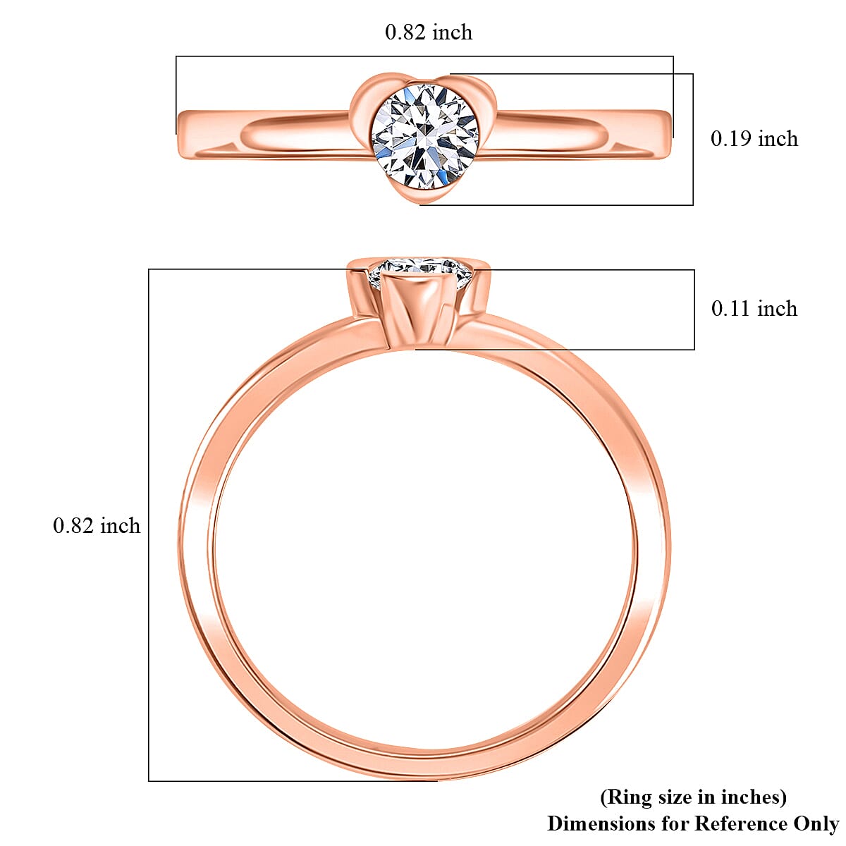 Luxuriant Lab Grown Diamond G-H SI Solitaire Ring in 18K Vermeil Rose Gold Sterling Silver (Size 11.0) 0.25 ctw (Del. in 10-12 Days) image number 5