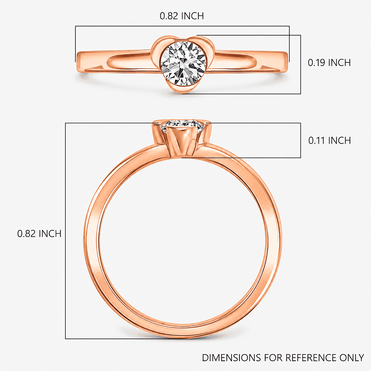 Luxuriant Lab Grown Diamond G-H SI Solitaire Ring in 18K Vermeil Rose Gold Sterling Silver (Size 11.5) 0.25 ctw