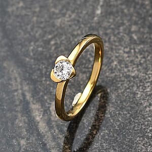 Luxuriant Lab Grown Diamond G-H SI 0.25 ctw Solitaire Ring in 18K Vermeil Yellow Gold Over Sterling Silver (Size 4.0)