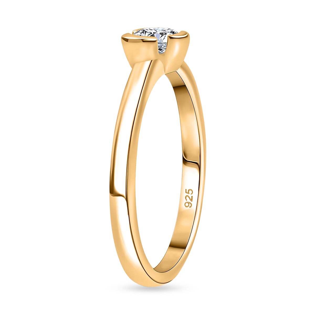 Luxuriant Lab Grown Diamond G-H SI Solitaire Ring in 18K Vermeil YG Over Sterling Silver (Size 8.5) 0.28 ctw (Del. In 10-12 Days) image number 3