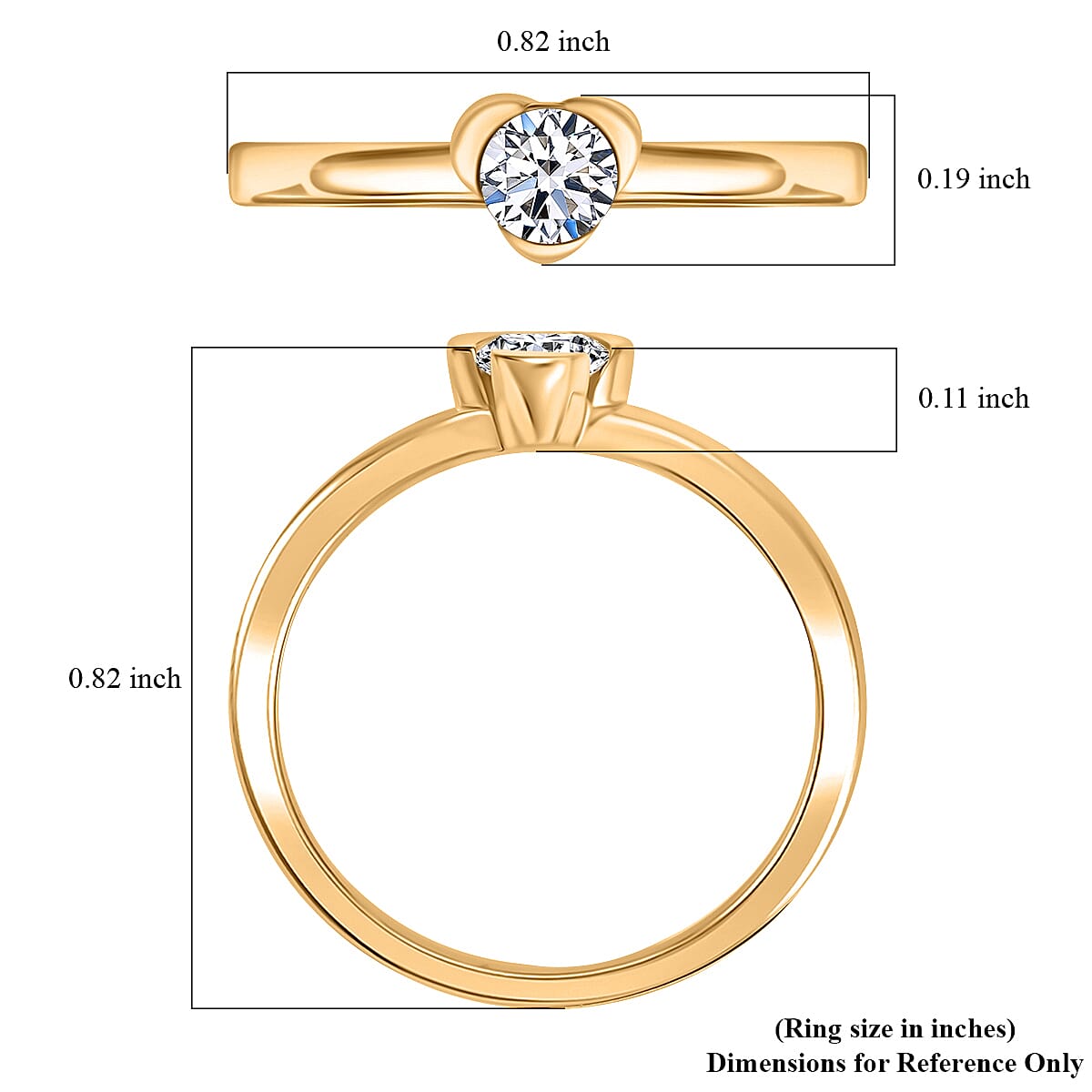 Luxuriant Lab Grown Diamond G-H SI Solitaire Ring in 18K Vermeil YG Over Sterling Silver (Size 9.5) 0.28 ctw