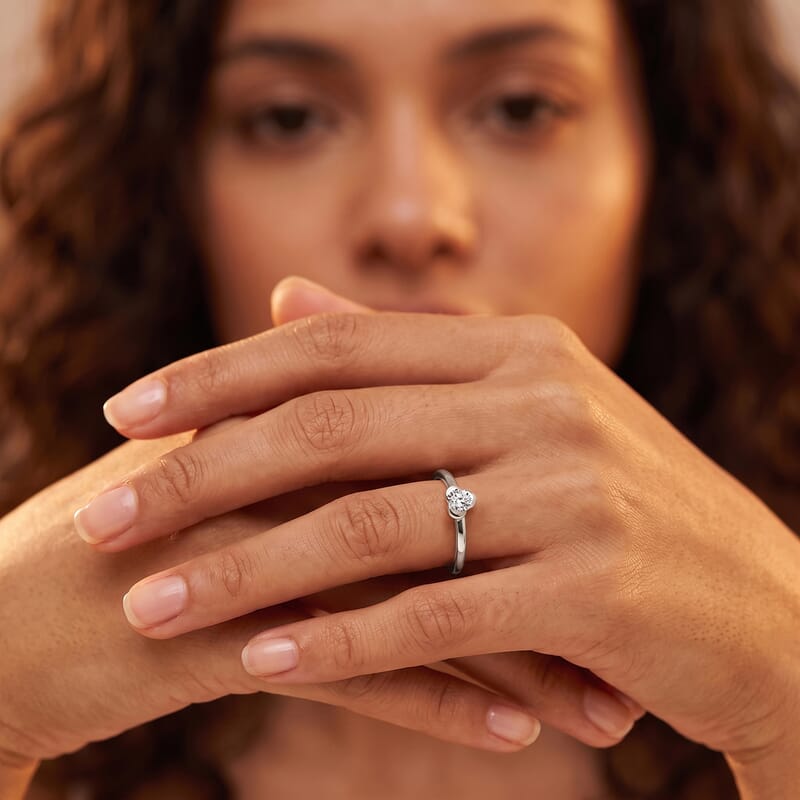 Luxuriant Lab Grown Diamond G-H SI 0.25 ctw Solitaire Ring in Rhodium Over Sterling Silver (Size 7.5)