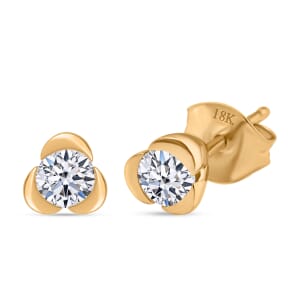 Luxuriant Lab Grown Diamond E-F VS 0.50 ctw Solitaire Stud Earrings in 18K Vermeil Yellow Gold Over Sterling Silver