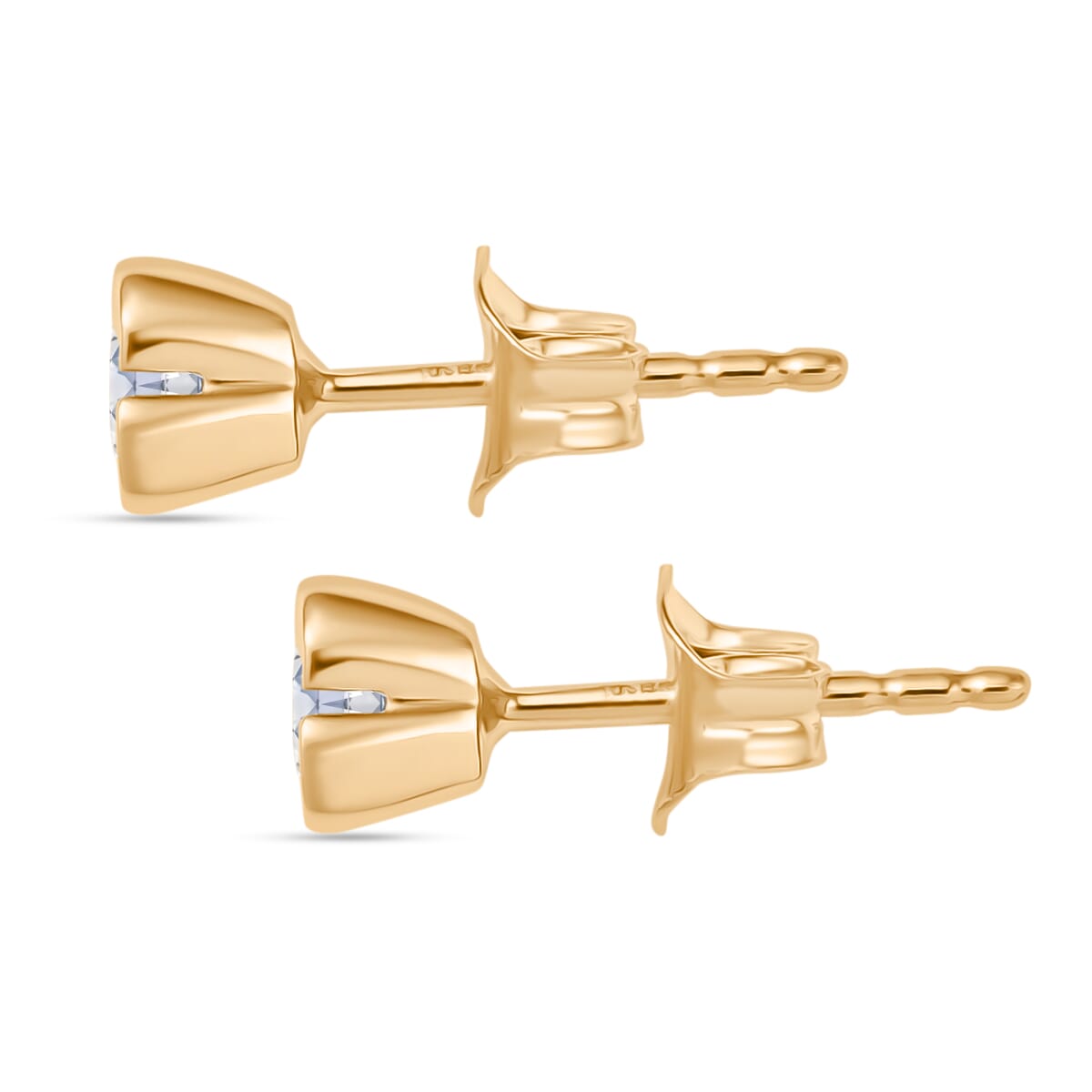 Luxuriant Lab Grown Diamond E-F VS 0.50 ctw Solitaire Stud Earrings in 18K Vermeil Yellow Gold Over Sterling Silver image number 3