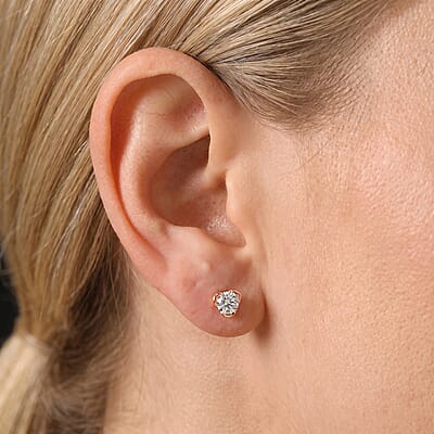 Luxuriant Lab Grown Diamond E-F VS 0.50 ctw Solitaire Stud Earrings in 18K Vermeil Rose Gold Over Sterling Silver