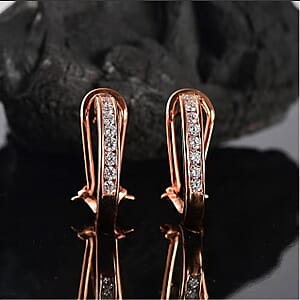 Luxuriant Lab Grown Diamond G-H SI 0.50 ctw Latch Back Earrings in 18K Vermeil Rose Gold Over Sterling Silver (Del. in 10-12 Days)
