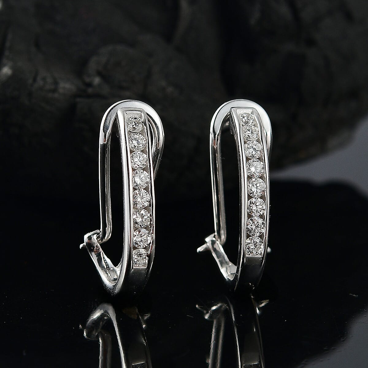 Luxuriant Lab Grown Diamond G-H SI 0.50 ctw Hoop Earrings in Rhodium Over Sterling Silver image number 1
