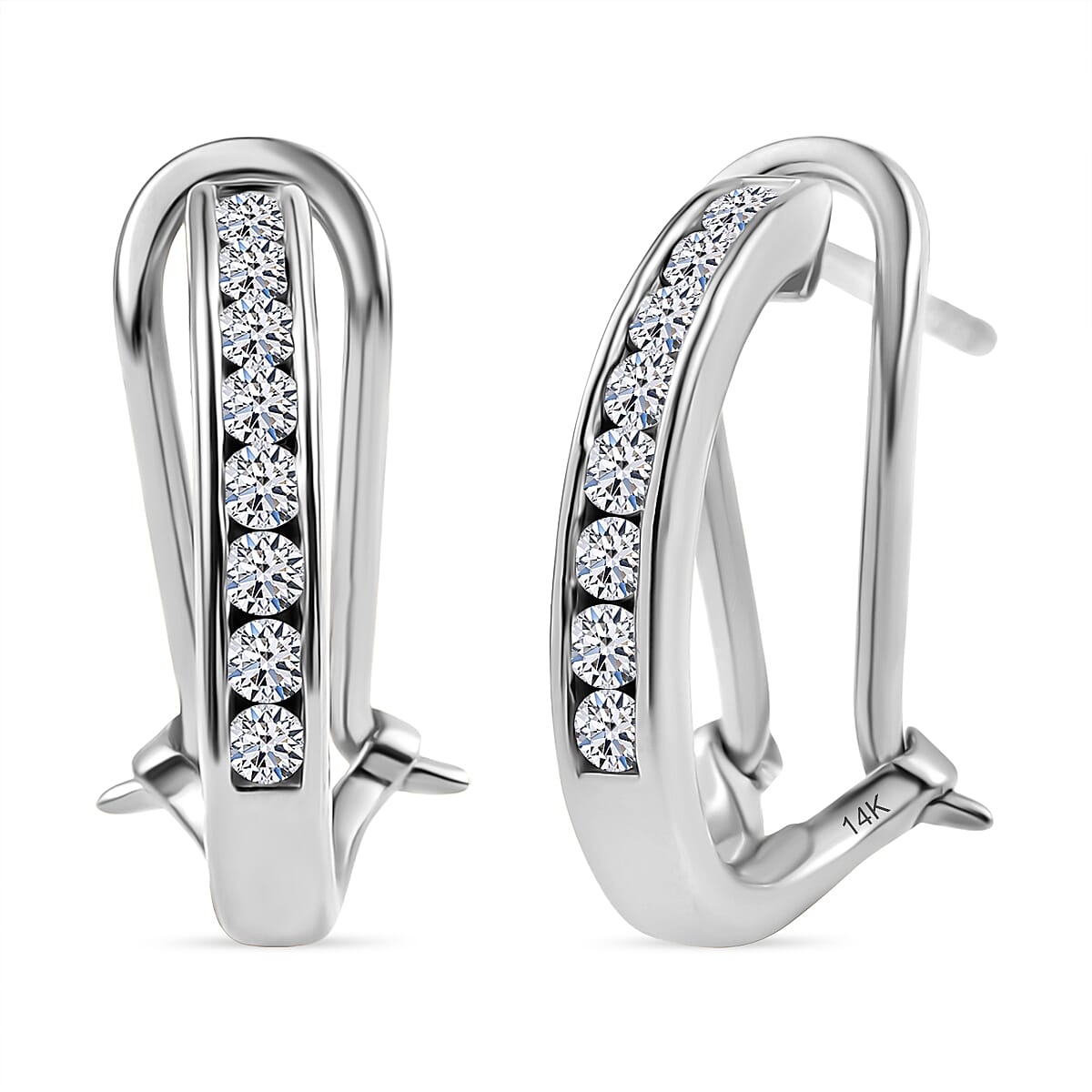 Luxuriant Lab Grown Diamond G-H SI 0.50 ctw Latch Back Earrings in 14K White Gold (Del. in 10-12 Days) image number 0