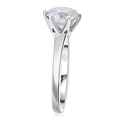 D'Joy 100 Facets Moissanite 2.15 ctw Solitaire Ring in Rhodium Over Sterling Silver (Size 10.0)