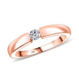 Luxuriant Lab Grown Diamond G-H SI 0.15 ctw Solitaire Ring in 18K Vermeil Rose Gold Over Sterling Silver (Size 10.0)