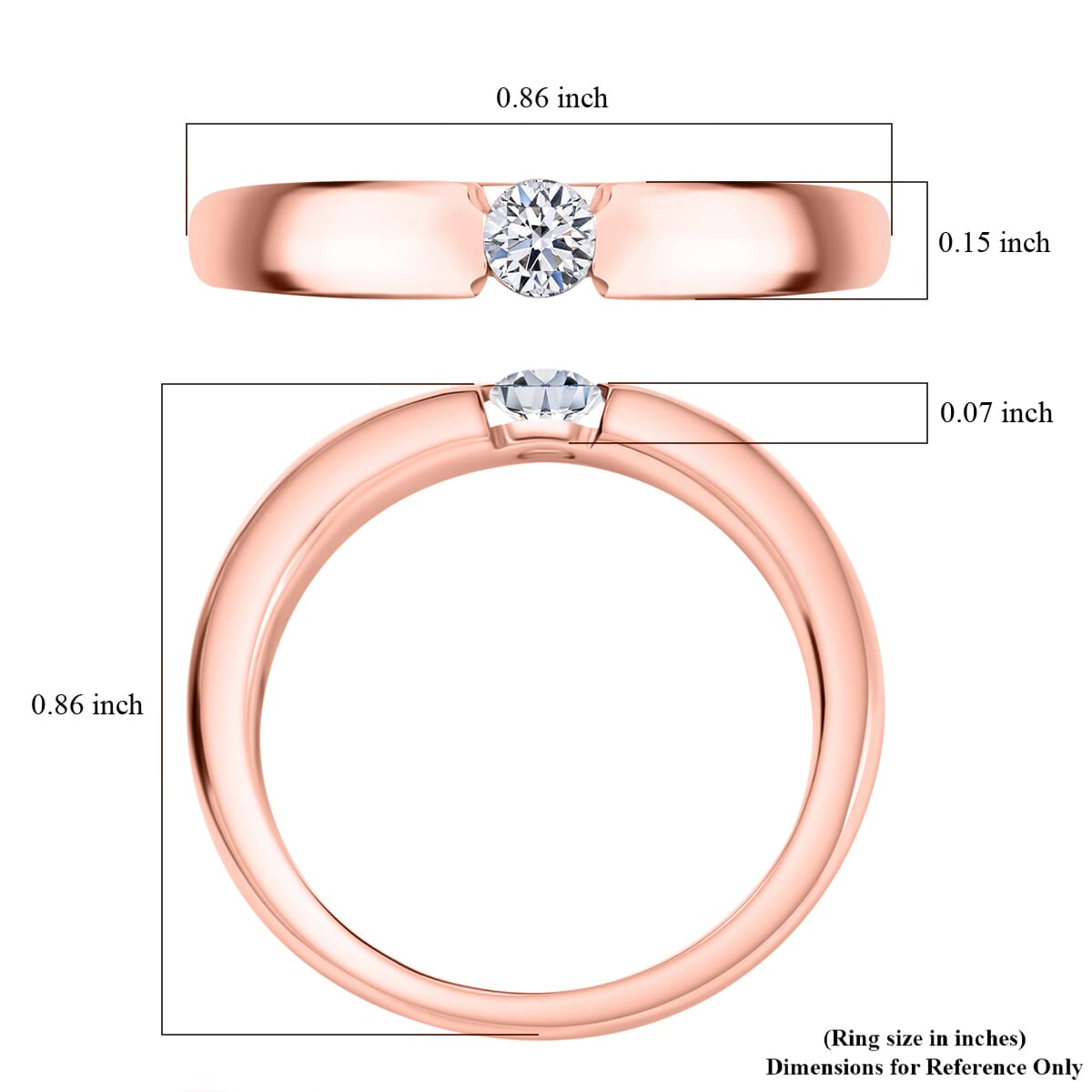 Luxuriant Lab Grown Diamond G-H SI 0.15 ctw Solitaire Ring in 18K Vermeil Rose Gold Over Sterling Silver (Size 10.0) image number 5