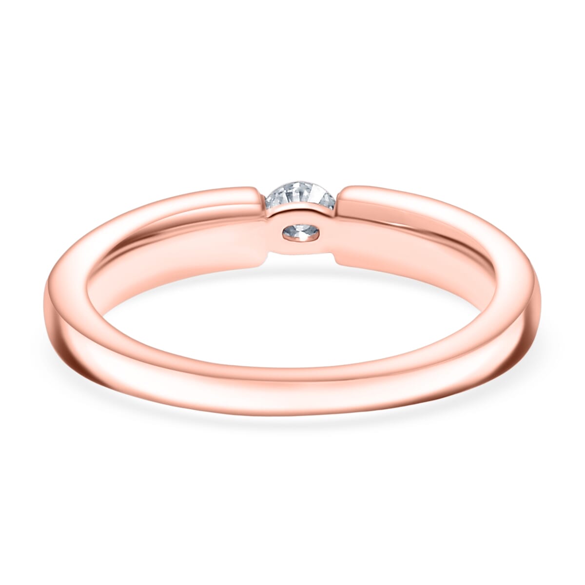 Luxuriant Lab Grown Diamond G-H SI 0.15 ctw Solitaire Ring in 18K Vermeil Rose Gold Over Sterling Silver (Size 12.0) image number 4