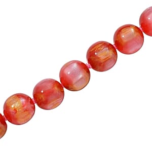 Lab Created Cherry Cat's Eye Beaded 340.00 ctw Necklace in Stainless Steel (18-20 Inches)