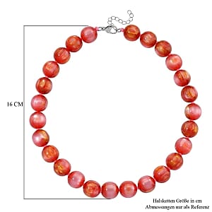 Lab Created Cherry Cat's Eye Beaded 340.00 ctw Necklace in Stainless Steel (18-20 Inches)