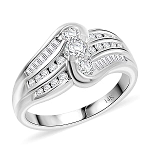 Diamond G-H I1 0.75 ctw Ring in 14K White Gold (Size 6.5) 5.60 Grams