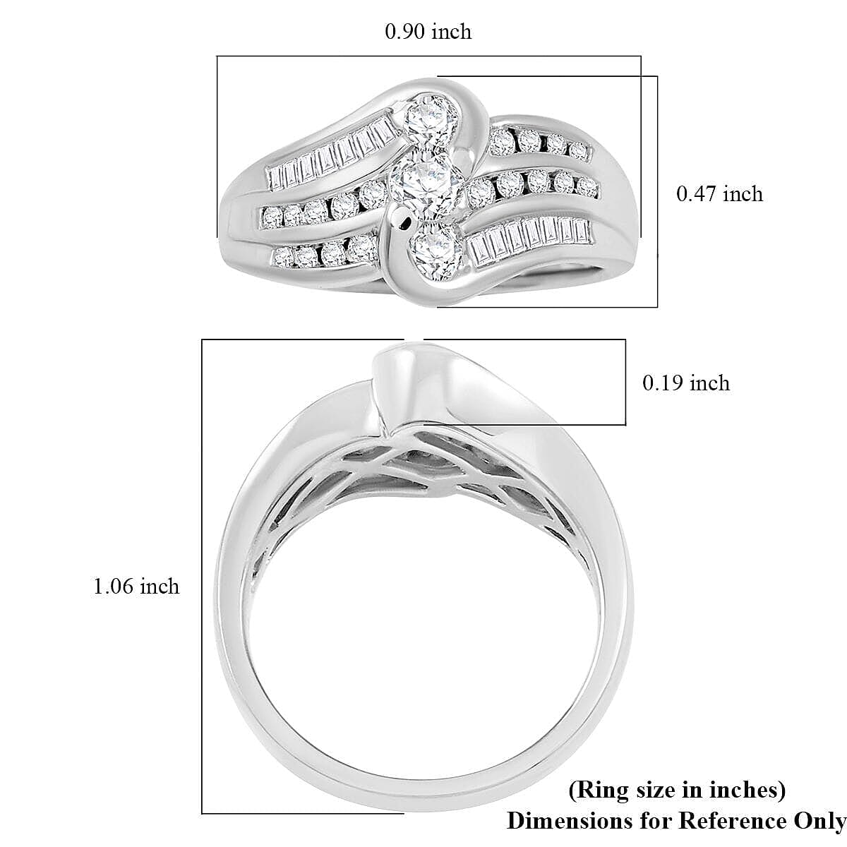Diamond G-H I1 0.75 ctw Ring in 14K White Gold (Size 8.5) 5.60 Grams image number 5