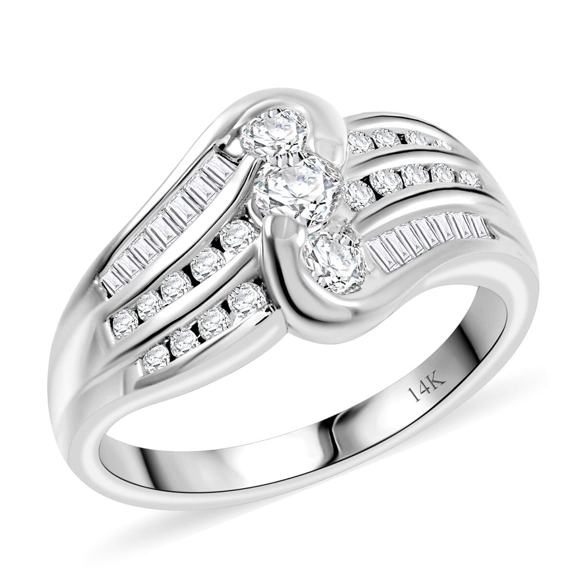 Diamond G-H I1 0.75 ctw Ring in 14K White Gold (Size 10.5) 5.60 Grams image number 0
