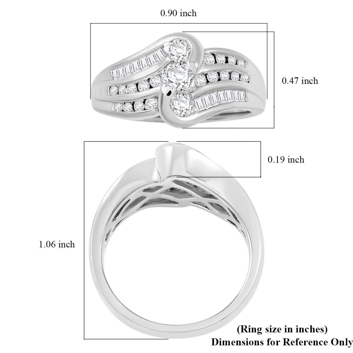 Diamond G-H I1 0.75 ctw Ring in 14K White Gold (Size 10.5) 5.60 Grams image number 5