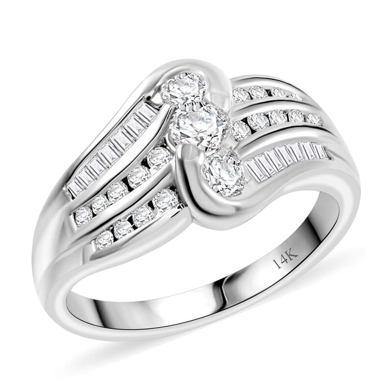 Diamond G-H I1 0.75 ctw Ring in 14K White Gold (Size 12.0) 5.60 Grams