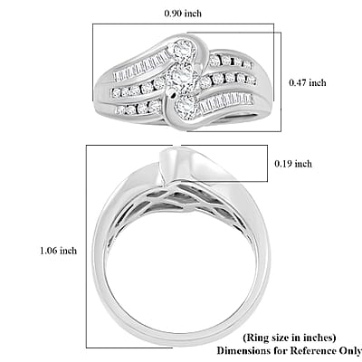 Diamond G-H I1 0.75 ctw Ring in 14K White Gold (Size 12.0) 5.60 Grams