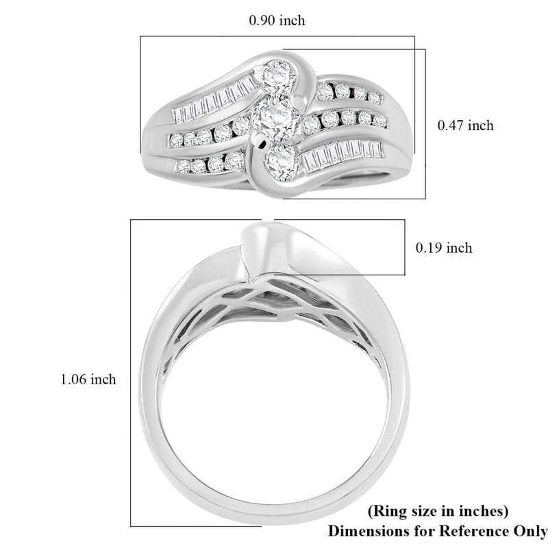 Diamond G-H I1 0.75 ctw Ring in 14K White Gold (Size 12.0) 5.60 Grams